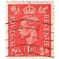 Great Britain GB KGVI 1941 1d Pale Scarlet Used...