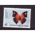 PAPUA NEW GUINEA 1966 BUTTERFLIES SG91 $1 DOLES...