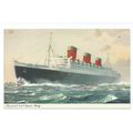 ocean liner postcard cunard queen mary 1950s un...