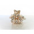 Small pearl and crystal flower gold hair claw c...