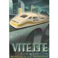 Vitesse Par Nuit Marseille Madrid ZTP Train Travel Painting Postcard
