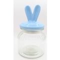 Blue Bunny Jar Wabbit Ears Fluted Glass 19 CM G...