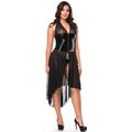 Women's Sexy Mesh Fetish Bodycon PU Leather Nig...