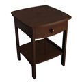 Walnut Finish Accent Table Nightstand with One ...