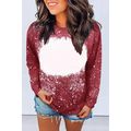 Red Tie-dyed Crew Neck Pullover Sweatshirt