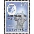 Swaziland QEII 1968 25c black & bright blue Unm...