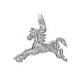 Sterling Silver Diamond Cut Galloping Horse Pen...