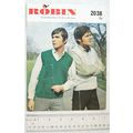 Vintage: Robin 2038 V neck slipovers, DK, 38-44...