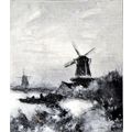 A WINTER EVENING 1893 Louis Apol windmills PRINT