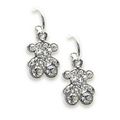 T-Bear Charm w/ Crystals Earrings - Rhodium Pla...