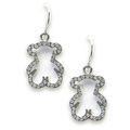 T-Bear Charm w/ Crystals Earrings - Rhodium Pla...