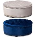 Velvet Round Tufted Cocktail Ottoman Modern Roy...
