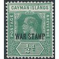 Cayman Islands 1919 SG57 1/2d Green WAR STAMP M...