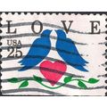 USA, lovebirds greeting, blue 1990, 25c