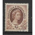 RHODESIA & NYASALAND 1954 4d BROWN QE II SG 5 F...