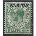 Gibraltar 1918 SG86 1/2d Green WAR TAX Mounted ...