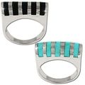 Sterling Silver High Interlace Inlaid Genuine S...