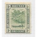 BRUNEI 1908 RIVER VIEW HUT CANOE 1c TYPE 2 MINT...