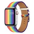 Rainbow Leather Watchband, For Apple Watch Seri...
