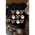 Black Santa Claus Leopard Bow Print Crew Neck C...