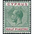 Cyprus 1912 SG75 1/2 Piastre Green & Carmine Mo...