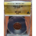 1960-D/D Large Date MS63 Red One Cent Coin