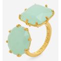 LES NEREIDES PARIS Gold Tone & Mint Dual Stone ...