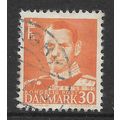 DENMARK 1948 KING FREDERICK IX 30 ORE ORANGE SG...