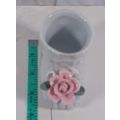 white baby booty with pink flower GLASS CERAMIC...