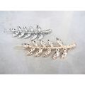 Gold or silver leaf shaped crystal hair barrett...
