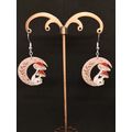 Moon Shroom And Skull Earrings Silver Plated Hooks