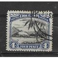 COOK ISLANDS 1933-6 4d USED WMK NZ STAR SG110