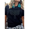 Black Western Fashion Geometric Embroidered T S...