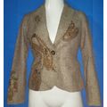Talbots Petites Kate Fit Embroidered Brown Blaz...