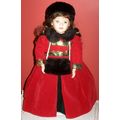 Winter Dressed Brunette Porcelain Doll in Red w...
