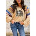 Light French Beige Sequined Western Horses Grap...