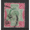 INDIA 1903 1R GREEN AND CARMINE SG 136 FINE USED#