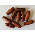 10 Dark Brown Toggle or Horn Wooden Buttons Siz...