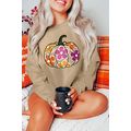 Khaki Halloween Floral Pumpkin Graphic Drop Sho...
