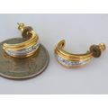 GOLD PLATED 2TONE HOOP EARRINGS 6MM WIDE & 13MM...