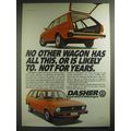 1974 Volkswagen Dasher Ad - No other wagon has all this, or is likely to.