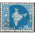 INDIA, Map of India, light blue 1958, 20NP, #3