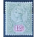 Ceylon 1900 SG260 12c Sage-Green & Rose Wmk Cro...