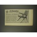 1956 S. Christian of Copenhagen Advertisement - Chair by Hovmand-Olsen