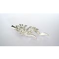 Silver metal flower wavy leaf alligator hair cl...