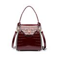 Women Genuine Leather Handbags Crocodile Patter...