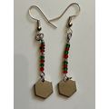 EARRINGS - HEXAGONAL DROP WITH BEADS