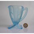 Art Deco Rosice Frosted Blue Glass Creamer With...