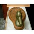 Brass duck head and wood tray for dresser top /...