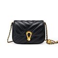 Women Small Genuine Leather Shoulder Handbag Black